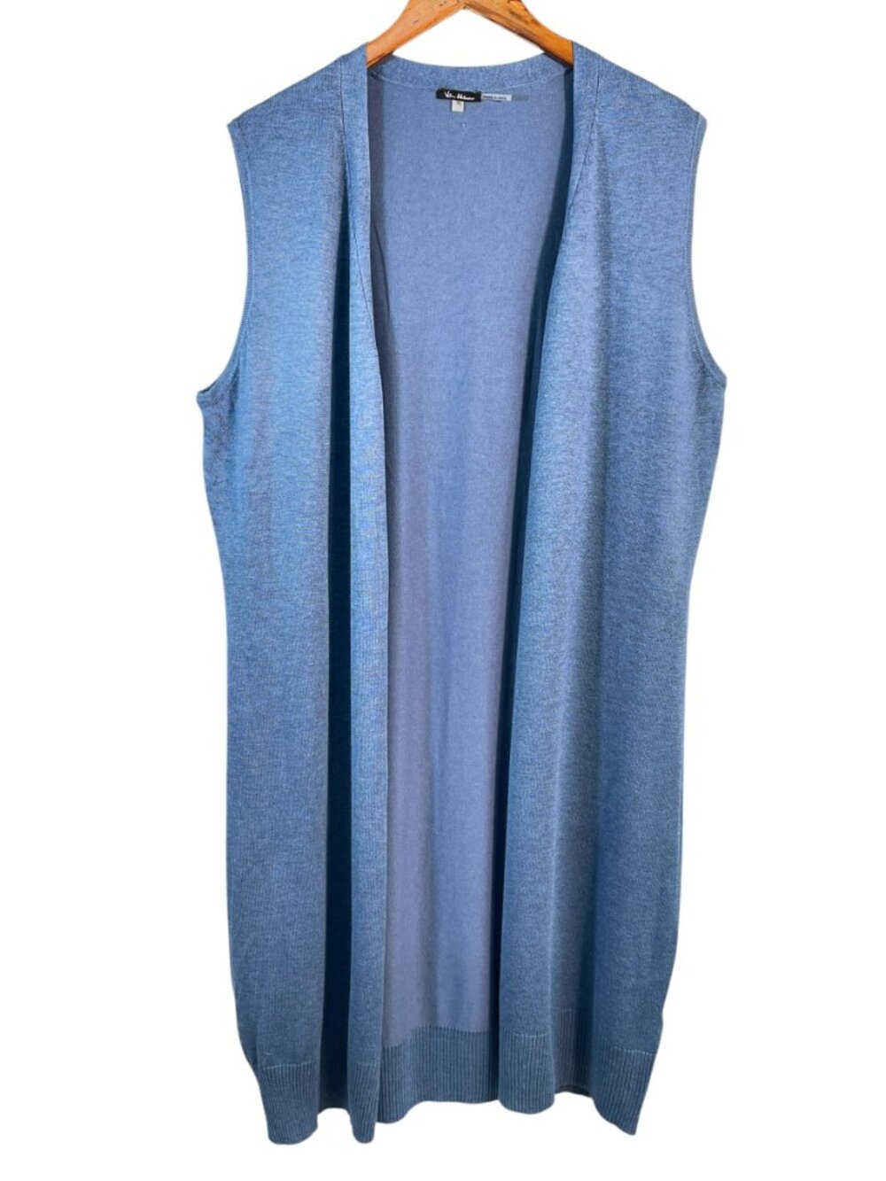 Vila Milano Blue Sleeveless Open Cardigan Vest XL Knit Duster - Picture 11 of 11